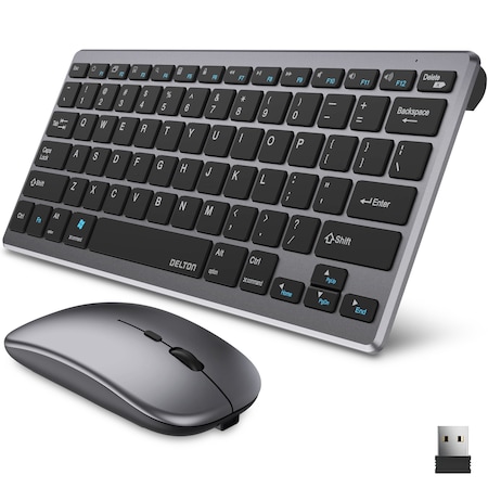 Delton KB35 Mini Computer Keyboard and Mouse Combo for Laptop Remote Work DKMKITMIN35-WB